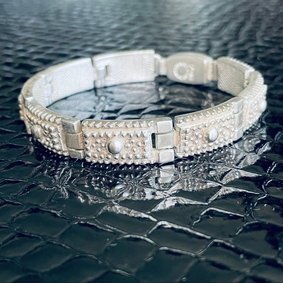 D’MOLINA MEXICO TAXCO STERLING SILVER DOTTED PANEL BRACELET VINTAGE - Picture 4 of 11